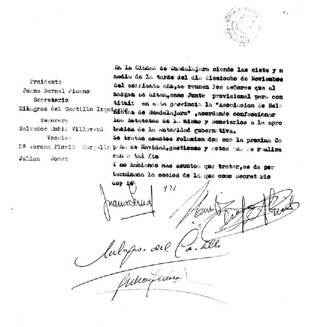 Acta Fundacional de la Asociación de Belenistas de Guadalajara, del 18 de noviembre de 1971