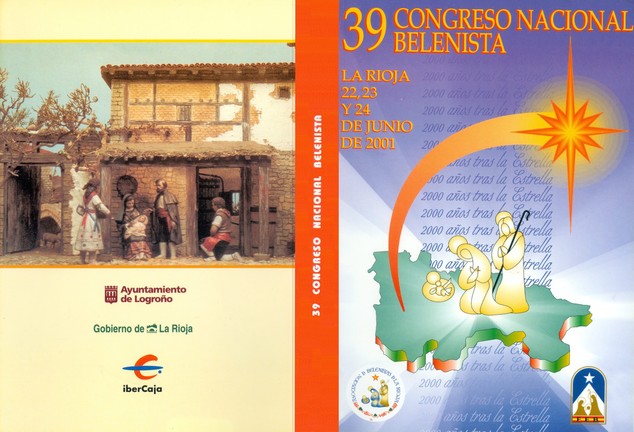 Cubiertas del "Libro del XXXIX Congreso Nacional Belenista" celebrado en Logroño del 21 al 24 de junio de 2001, editado por la Asociación de Belenistas de La Rioja