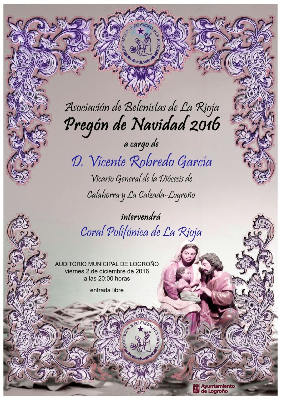 Cartel Pregón de Navidad 2016 de la Asociación de Belenistas de La Rioja