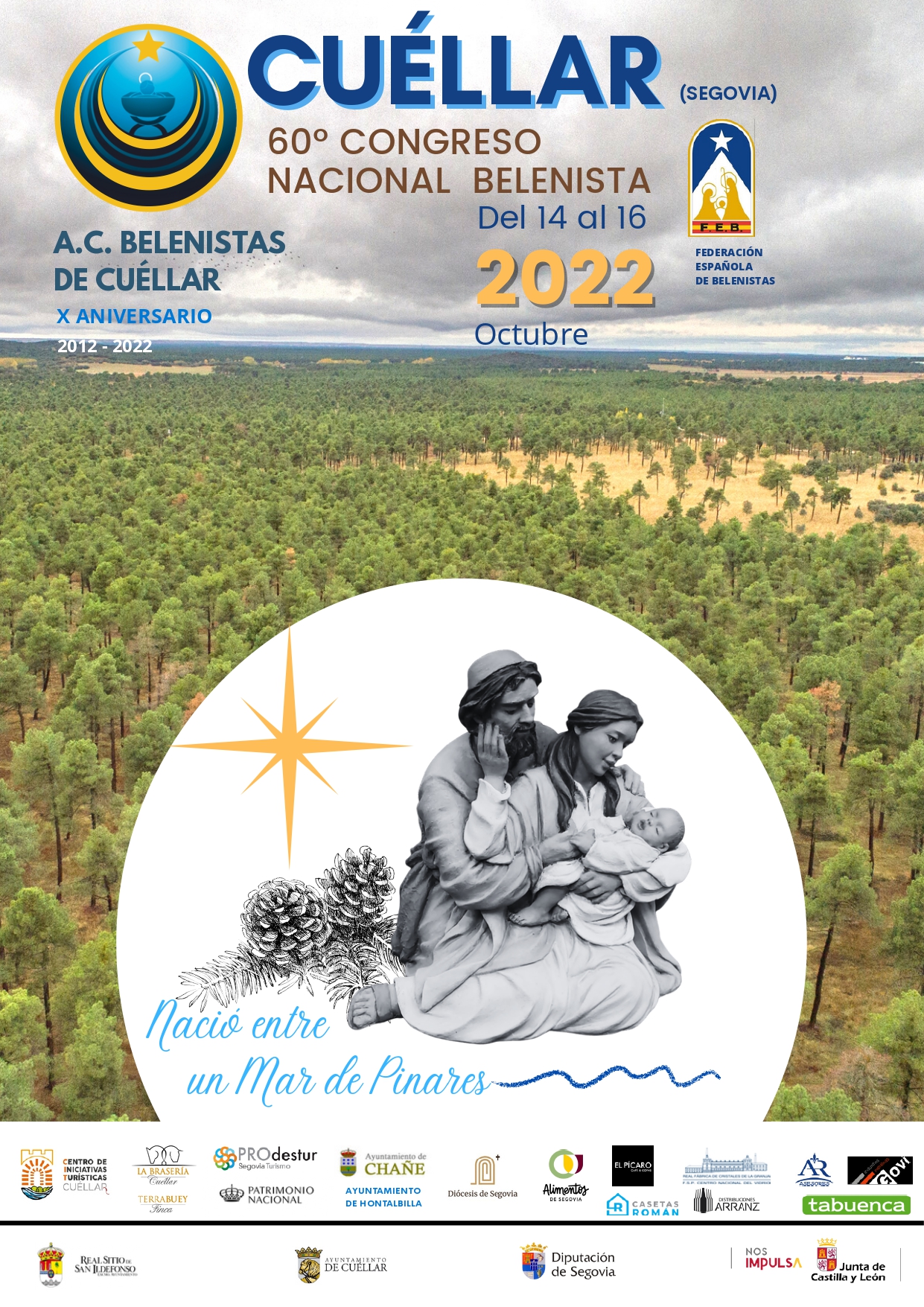 Cartel del LX Congreso Nacional Belenista, organizado por la Asociación Cultural Belenistas de Cuéllar y celebrado ente el 13 y el 16 de octubre de 2022