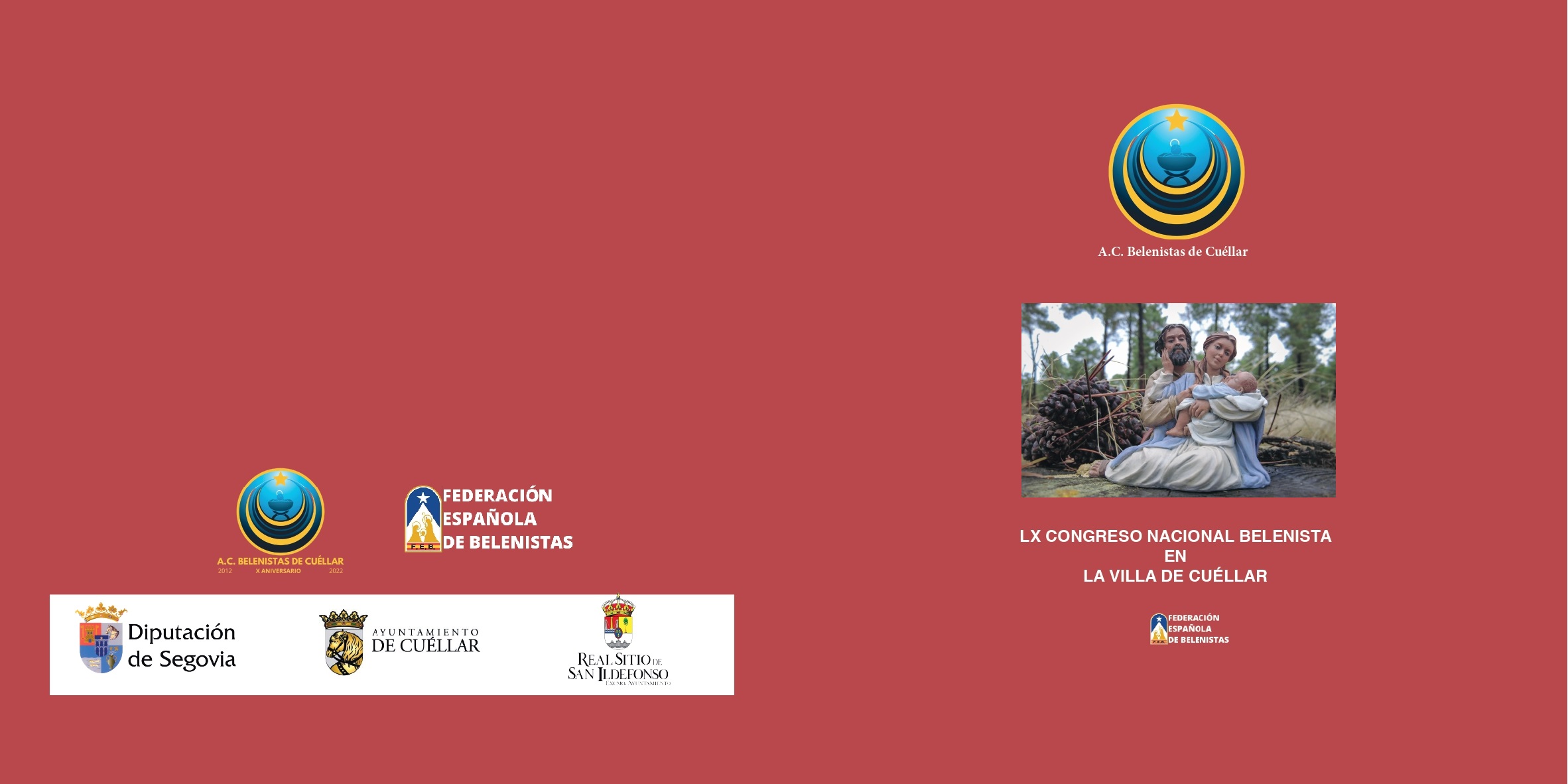 Cubiertas del «Libro Oficial del LX Congreso Nacional Belenista», celebrado en Cuéllar (Segovia) del 13 al 16 de octubre de 2022, editado por la Asociación Cultural Belenistas de Cuéllar