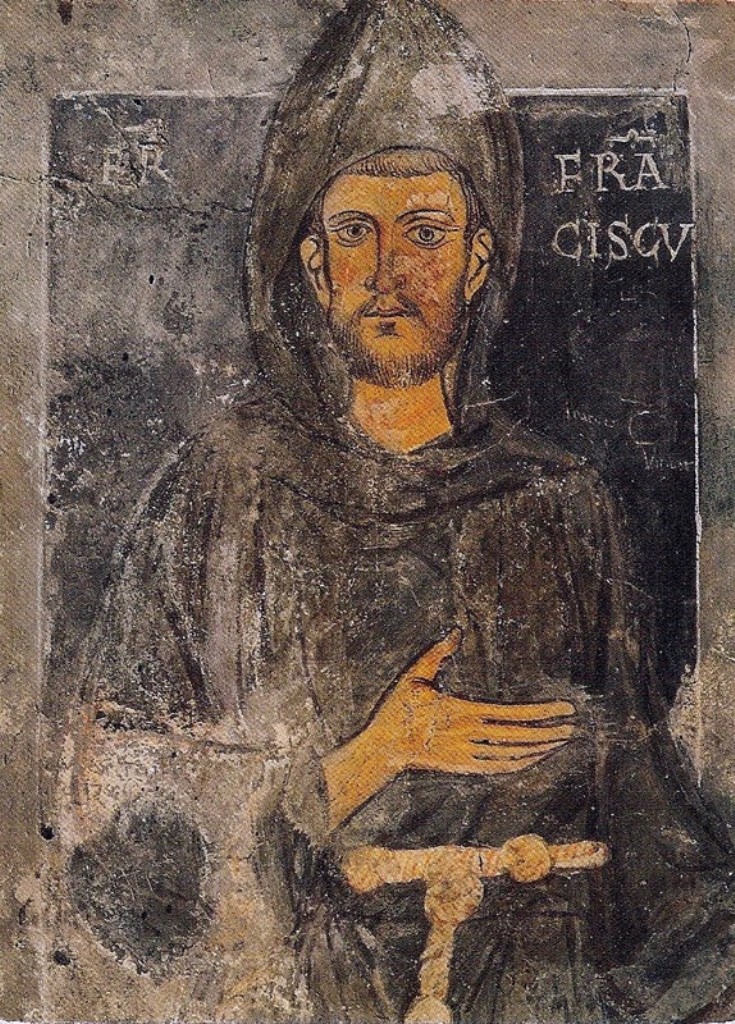 Retrato más antiguo de San Francisco de Asís, pintado en 1228, año de su canonización, solo dos años después de su muerte, en el muro de una capilla lateral del Monasterio de San Benedicto, también llamado Santuario del Sacro Speco, en Subiaco (Italia)