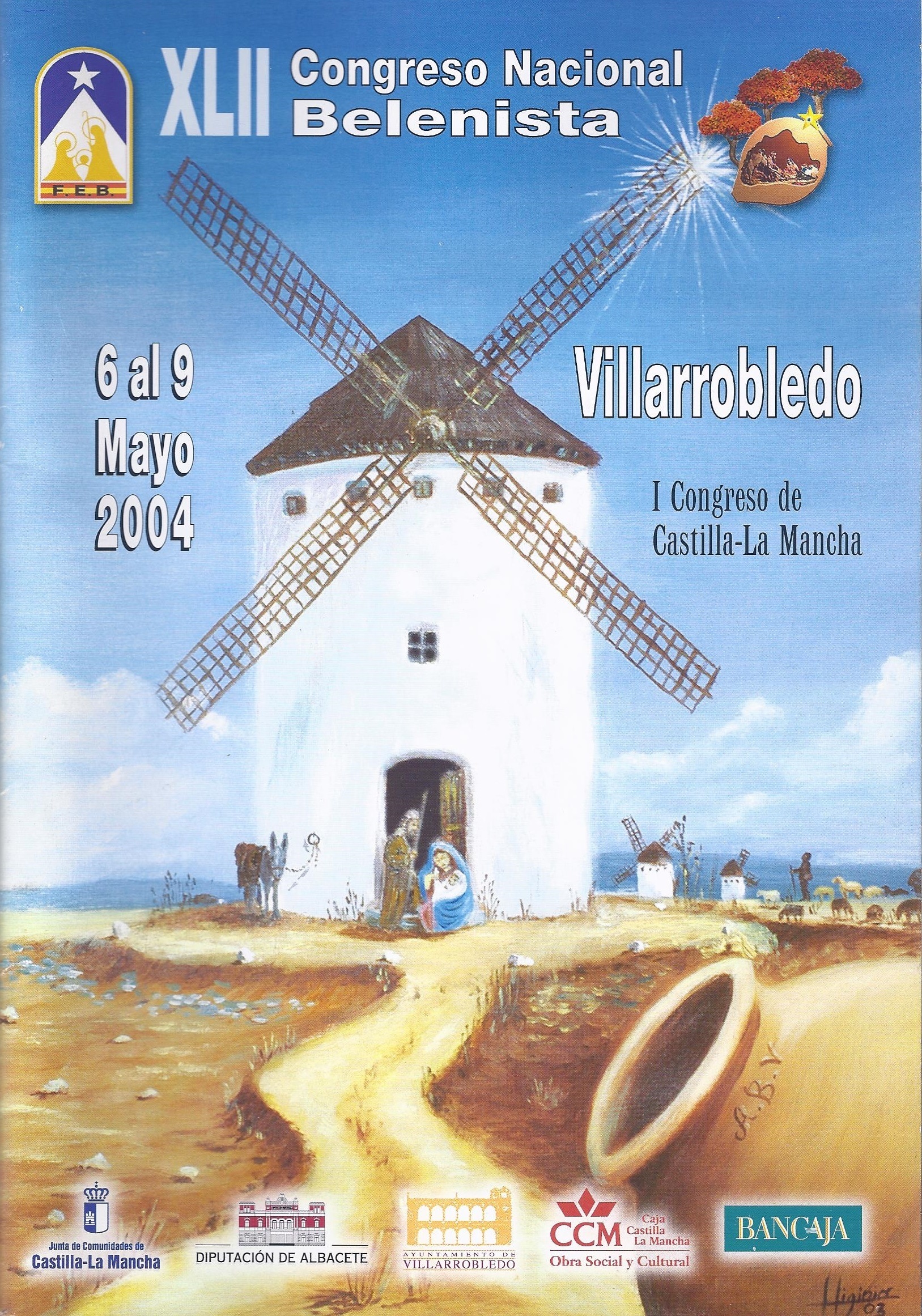 Cartel del XLII Congreso Nacional Belenista, organizado por la Asociación Belenista de Villarrobledo y celebrado ente el 6 y el 9 de mayo de 2004