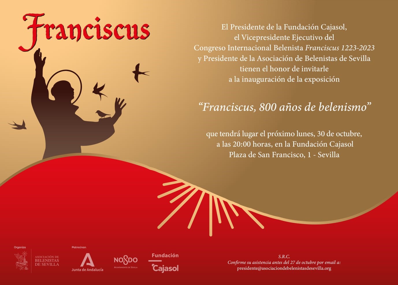 Invitación a la Inauguración de la Exposición «Franciscus, 800 años de belenismo» en la Fundación Cajasol