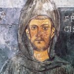 Primer retrato de San Francisco de Asís, pintado en 1228 en el muro de una capilla lateral del Monasterio de San Benedicto, también llamado Santuario del Sacro Speco, en Subiaco (Italia)